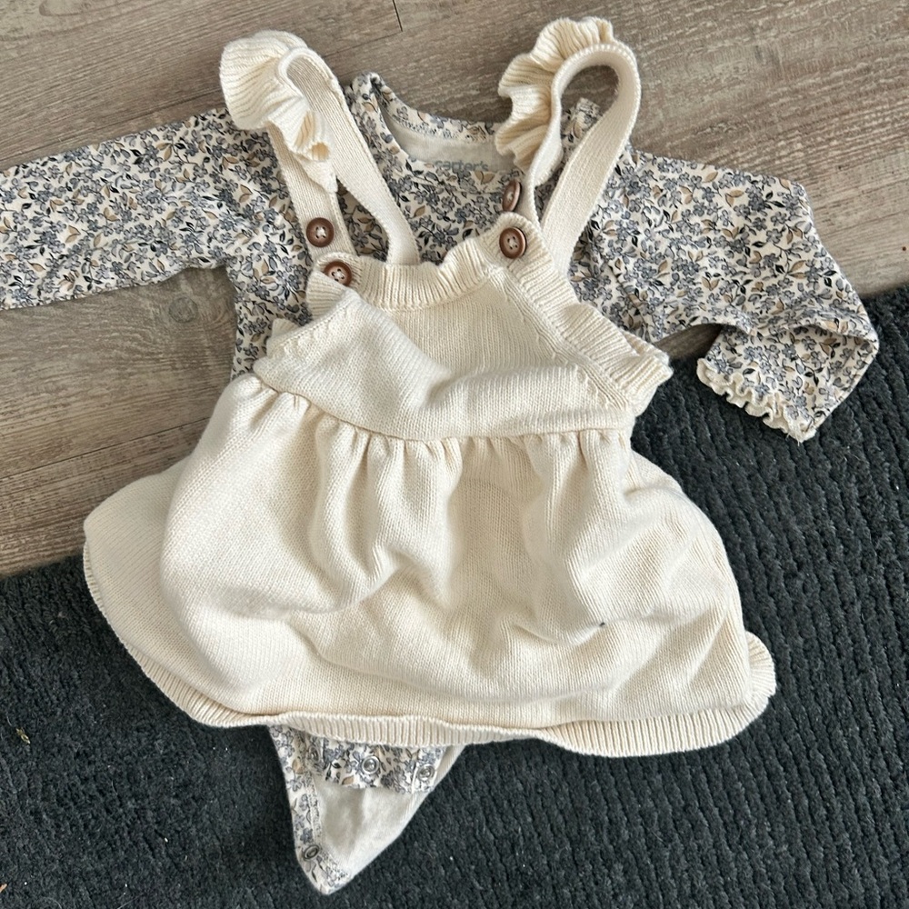 Onesie with overall dress criss cross back